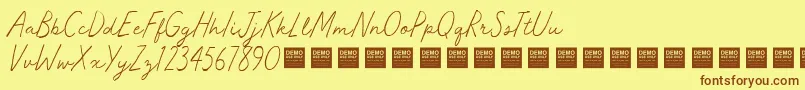 Fonte MasterWorksDemo – fontes marrons em um fundo amarelo