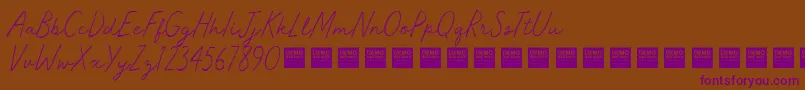 MasterWorksDemo Font – Purple Fonts on Brown Background