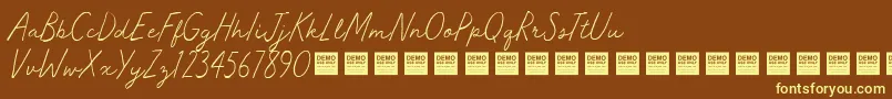 MasterWorksDemo Font – Yellow Fonts on Brown Background