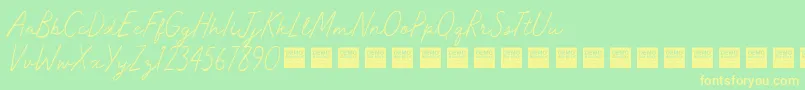 MasterWorksDemo Font – Yellow Fonts on Green Background