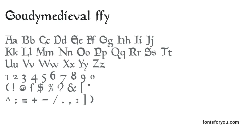Schriftart Goudymedieval ffy – Alphabet, Zahlen, spezielle Symbole