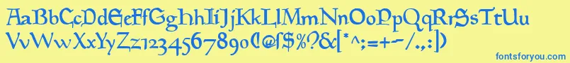 Goudymedieval ffy Font – Blue Fonts on Yellow Background