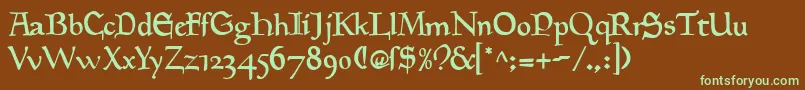 Goudymedieval ffy Font – Green Fonts on Brown Background