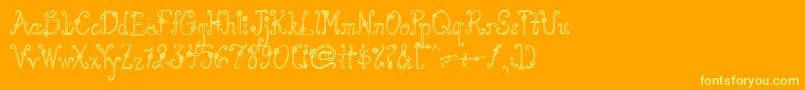 AustieBostYouWearFlowersHollow-Schriftart – Gelbe Schriften auf orangefarbenem Hintergrund