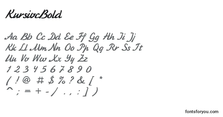 A fonte KursivcBold – alfabeto, números, caracteres especiais