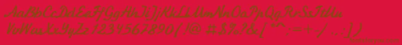 KursivcBold-Schriftart – Braune Schriften auf rotem Hintergrund