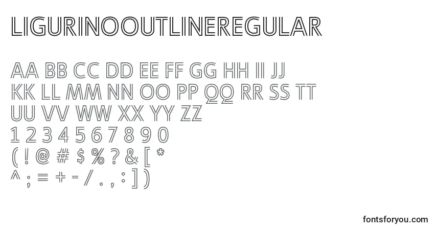 Шрифт LigurinooutlineRegular – алфавит, цифры, специальные символы