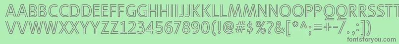 フォントLigurinooutlineRegular – 緑の背景に灰色の文字