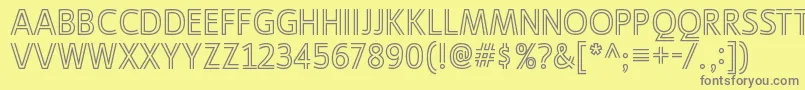 LigurinooutlineRegular-fontti – harmaat kirjasimet keltaisella taustalla