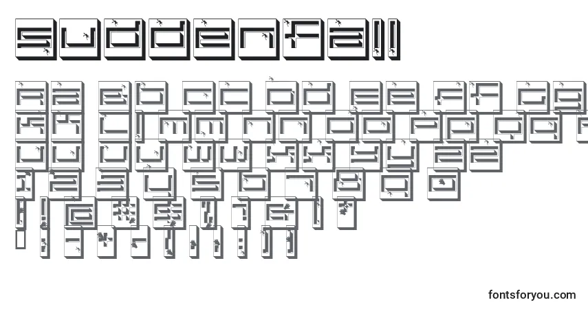 Шрифт Suddenfall – алфавит, цифры, специальные символы