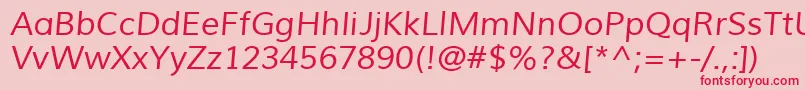 Fonte MuliItalic – fontes vermelhas em um fundo rosa