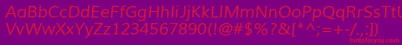 MuliItalic-fontti – punaiset fontit violetilla taustalla