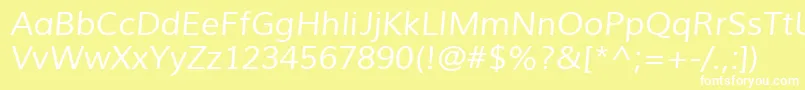MuliItalic-Schriftart – Weiße Schriften auf gelbem Hintergrund