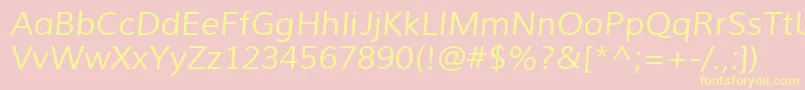 MuliItalic-Schriftart – Gelbe Schriften auf rosa Hintergrund