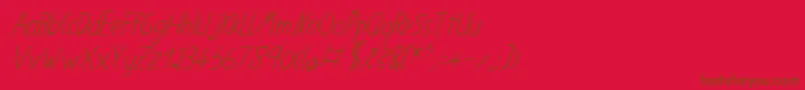 Neueernst55-Schriftart – Braune Schriften auf rotem Hintergrund