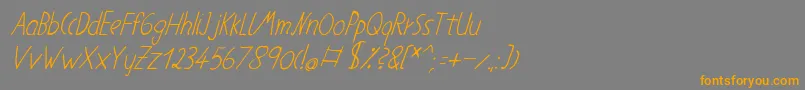 Neueernst55-Schriftart – Orangefarbene Schriften auf grauem Hintergrund