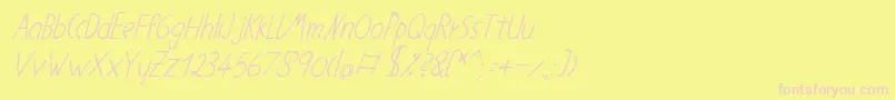 Neueernst55-Schriftart – Rosa Schriften auf gelbem Hintergrund