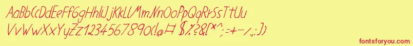 フォントNeueernst55 – 赤い文字の黄色い背景