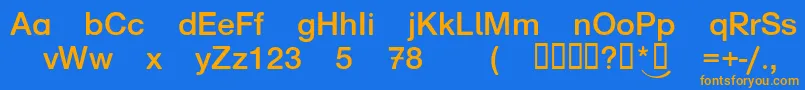 フォントNorddruck – オレンジ色の文字が青い背景にあります。