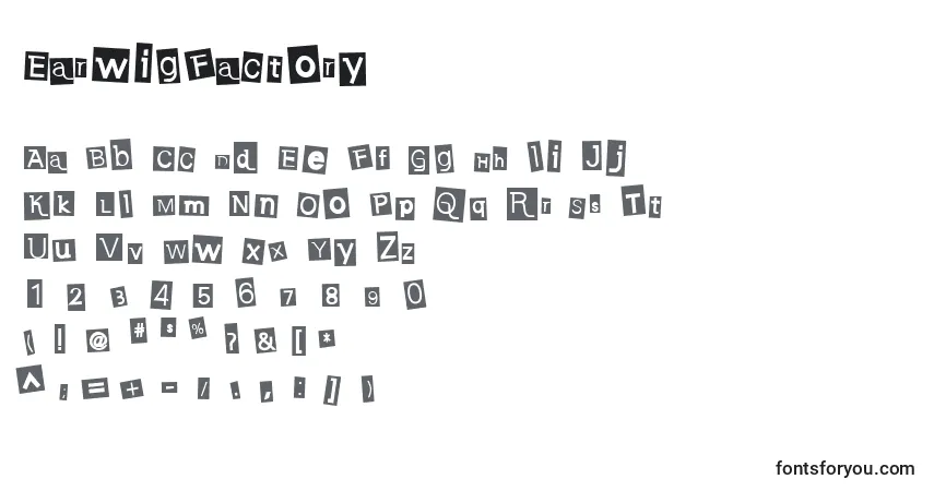 Schriftart EarwigFactory – Alphabet, Zahlen, spezielle Symbole