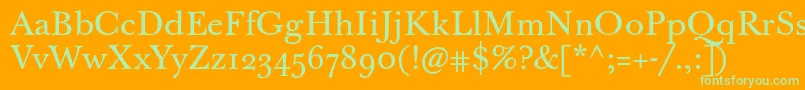 Jbaskervilletext-Schriftart – Grüne Schriften auf orangefarbenem Hintergrund