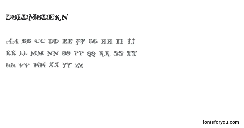 Schriftart Doldmodern – Alphabet, Zahlen, spezielle Symbole