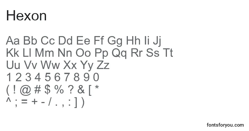 Шрифт Hexon – алфавит, цифры, специальные символы