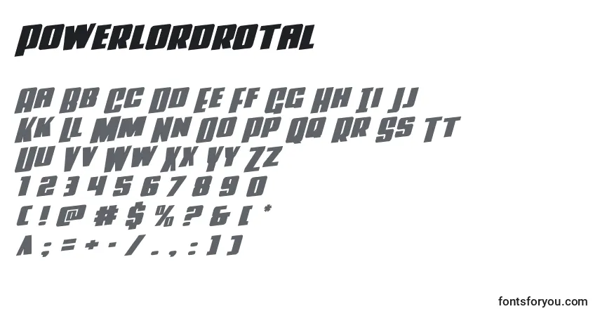 Schriftart Powerlordrotal – Alphabet, Zahlen, spezielle Symbole