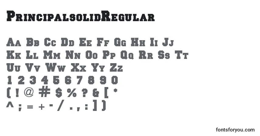 Schriftart PrincipalsolidRegular – Alphabet, Zahlen, spezielle Symbole