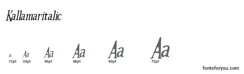 Размеры шрифта Kallamaritalic