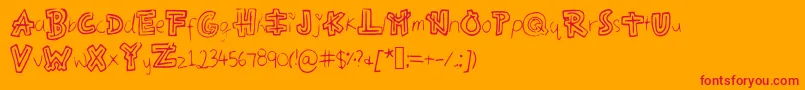 フォントAztecways – オレンジの背景に赤い文字