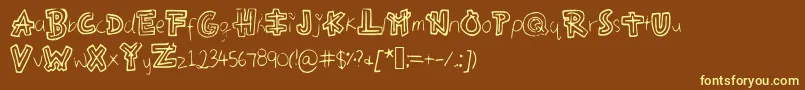 Aztecways-fontti – keltaiset fontit ruskealla taustalla