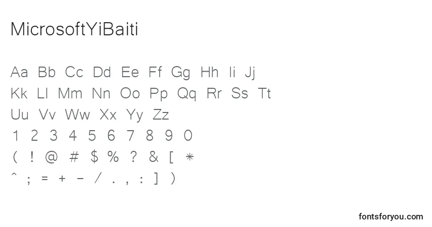 Czcionka MicrosoftYiBaiti – alfabet, cyfry, specjalne znaki