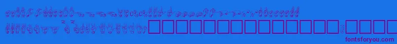 Gallaudet ffy-Schriftart – Violette Schriften auf blauem Hintergrund
