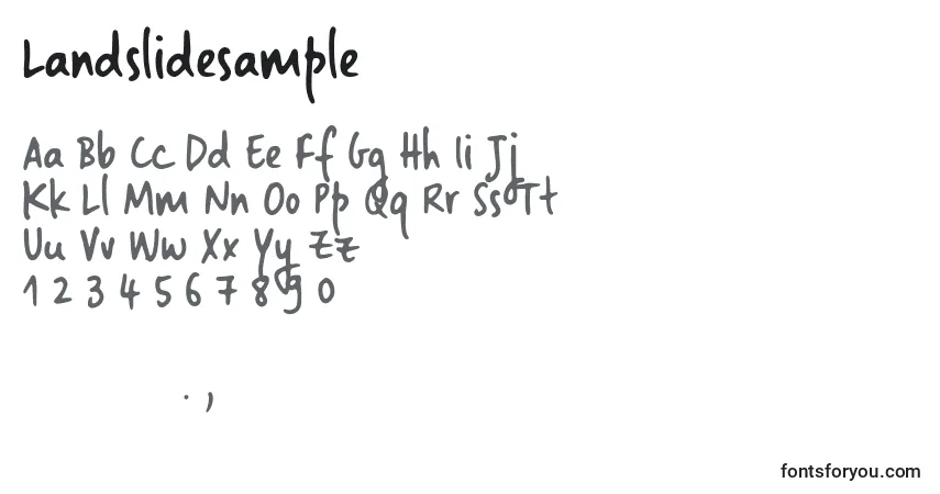 Schriftart Landslidesample (73626) – Alphabet, Zahlen, spezielle Symbole