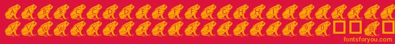 Fonte PfFrog2 – fontes laranjas em um fundo vermelho