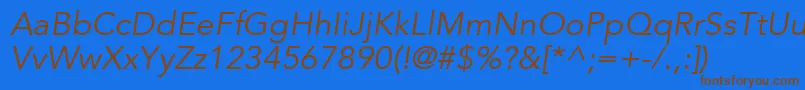 AvenirLt45BookOblique Font – Brown Fonts on Blue Background