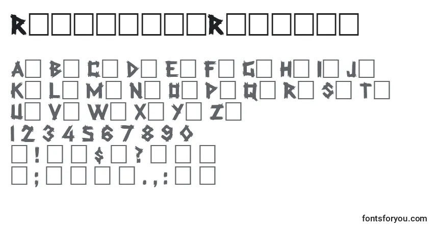 RockmakerRegularフォント–アルファベット、数字、特殊文字