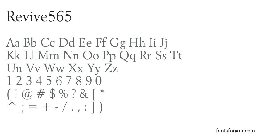 A fonte Revive565 – alfabeto, números, caracteres especiais