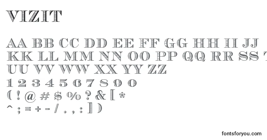Czcionka Vizit – alfabet, cyfry, specjalne znaki