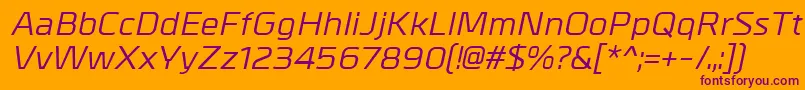 Fonte MetralMediumitalic – fontes roxas em um fundo laranja
