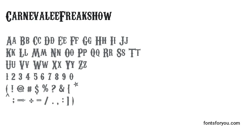 Schriftart CarnevaleeFreakshow – Alphabet, Zahlen, spezielle Symbole