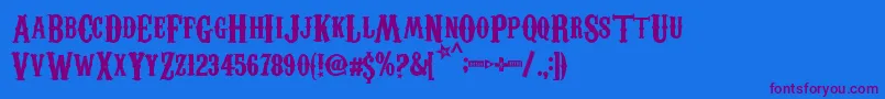 CarnevaleeFreakshow Font – Purple Fonts on Blue Background