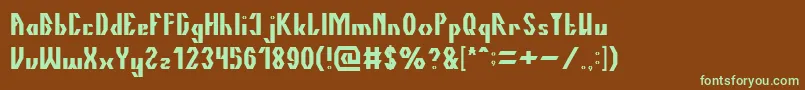 フォントTheQuick – 緑色の文字が茶色の背景にあります。