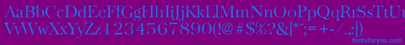 BaskervilleantiqueLightRegular-Schriftart – Blaue Schriften auf violettem Hintergrund