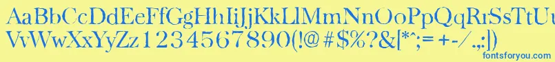 BaskervilleantiqueLightRegular-Schriftart – Blaue Schriften auf gelbem Hintergrund