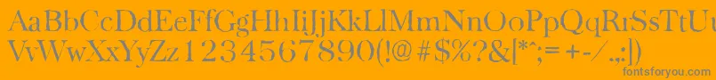 BaskervilleantiqueLightRegular-Schriftart – Graue Schriften auf orangefarbenem Hintergrund