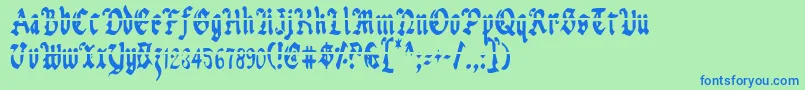 Uberlav2c Font – Blue Fonts on Green Background