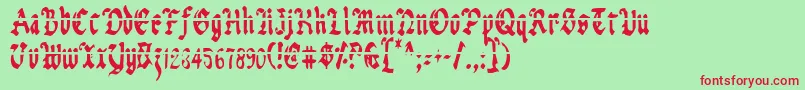 Fonte Uberlav2c – fontes vermelhas em um fundo verde