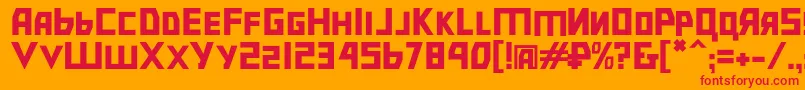 Bolshevik-Schriftart – Rote Schriften auf orangefarbenem Hintergrund